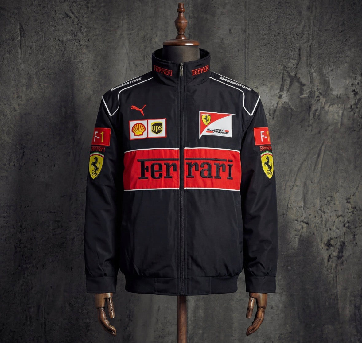 Ferrari Scuderia F1 Vintage Black Racing Jacket