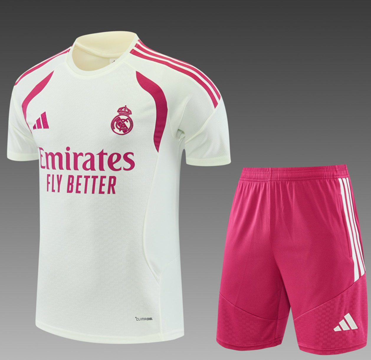 Real Madrid 26/27 Short Sleeve Tracksuit - Pink and White