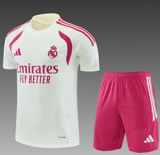 Real Madrid 26/27 Short Sleeve Tracksuit - Pink and White