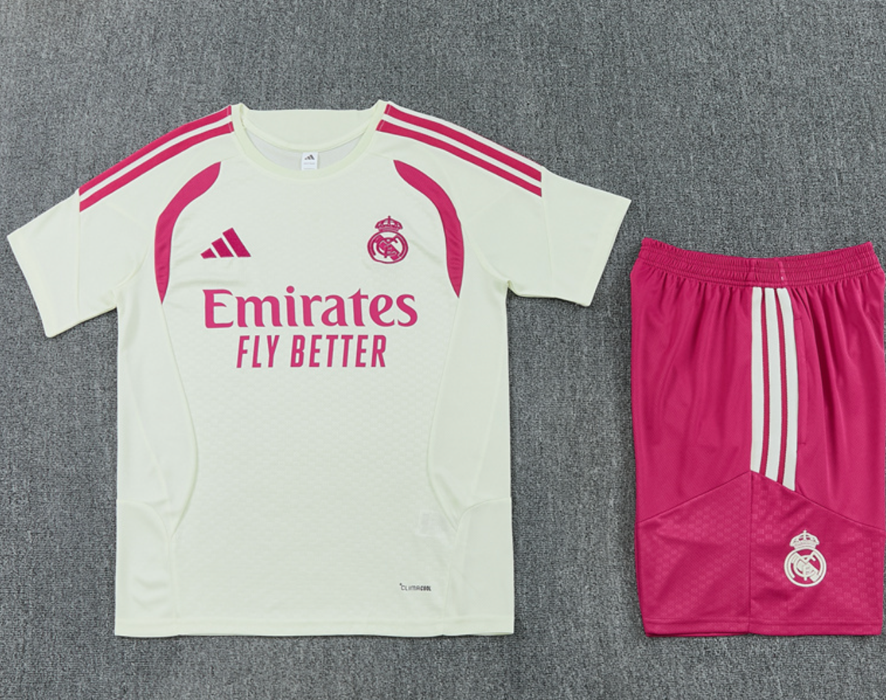 Real Madrid 26/27 Short Sleeve Tracksuit - Pink and White